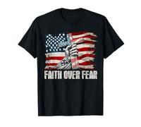 Faith Over Fear - Cross & US Flag Camiseta