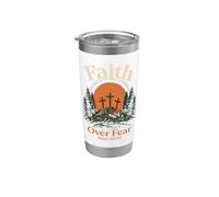 Faith Over Fear - Cruces cristianas con diseño de calvario Vaso térmico de acero inoxidable de doble pared