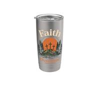 Faith Over Fear - Cruces cristianas con diseño de calvario Vaso térmico de acero inoxidable de doble pared
