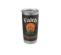 Faith Over Fear - Cruces cristianas con diseño de calvario Vaso térmico de acero inoxidable de doble pared