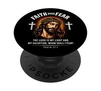 Faith Over Fear Jesus Salmo 27:1 Verso de la Biblia Cristiana Arte PopSockets PopGrip Adhesivo