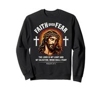 Faith Over Fear Jesus Salmo 27:1 Verso de la Biblia Cristiana Arte Sudadera