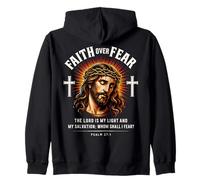 Faith Over Fear Jesus Salmo 27:1 Verso de la Biblia Cristiana Arte Sudadera con Capucha
