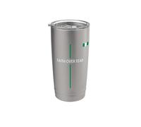 Faith Over Fear Nigerian Christian Cross Nigeria Bandera Colores Vaso térmico de acero inoxidable de doble pared