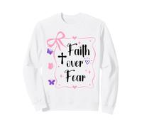 Faith Over Fear Pink Bow Christian Jesus Cross Psalms 118:6 Sudadera