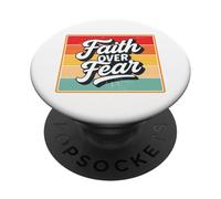 Faith Over Fear Retro Vintage Christian Men Women Kids PopSockets PopGrip Adhesivo