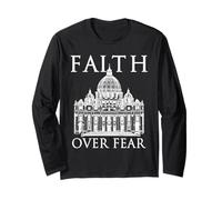 Faith Over Fear - Vaticano Cristiano religioso Fiel V2A Manga Larga