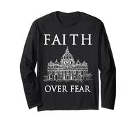 Faith Over Fear - Vaticano Cristiano religioso Fiel V4A Manga Larga