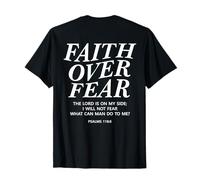 Faith Over Fear versículo de la Biblia Cristiano Back Print Hombres Mujeres Camiseta