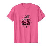 Faith Till You Make It - Cita inspiradora, Jesús Camiseta, Hombre, Rosa Jaspeado, S