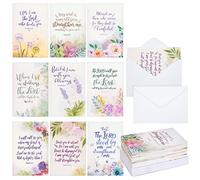 Faithful Finds Paquete de 36 tarjetas religiosas de condolencias con sobres, diseños florales de acuarela con versículos cristianos de la Biblia para funerales, condolencias (10 x 15 cm)