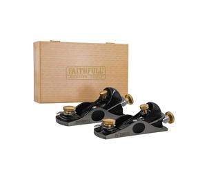 Faithfull 6012 & 912 Einhandhobel-Set in Holzbox - Präzisionsgefertigte Flachwinkel-Handhobel aus Gusseisen für Hirnholzbearbeitung und Feinbearbeitung