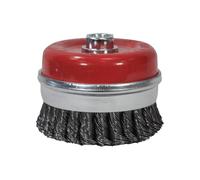 Faithfull Cepillo de Alambre Acopado Giro Nudo 100mm M14x2, 0.50mm Cable Acero