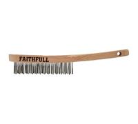 Faithfull Cepillo resistente de acero inoxidable para rascar, 3 filas, mango de madera de haya FSC, para soldadura de acero inoxidable
