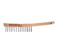 Faithfull Cepillo resistente para arañazos, 2 filas, mango de madera de haya FSC, para eliminar óxido, escamas, pintura, lechada
