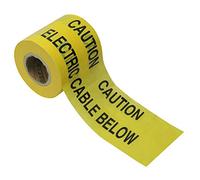 Faithfull - Cinta de advertencia (365 m), diseño con texto "Caution, Electric Cable Below", color amarillo
