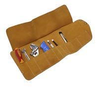 Faithfull Estuche portaherramientas Piel de Ante - Organizador de Herramientas Impermeable de 10 Bolsillos con Cierre de presión para carpinteros, ebanistas y mecánicos - 48 x 27 cm - Color Tostado