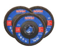 Faithfull FAIFD11512A3 - Juego de discos de aleta de óxido de aluminio de 115 mm, grano 120, discos de amoladora angular para lijado de acero, madera, aleaciones, 3 unidades