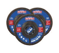 Faithfull FAIFD11580Z3 - Juego de discos de circonio con solapa de 115 mm, grano 80, discos abrasivos para lijar metal, madera, plástico, 3 unidades