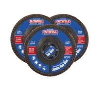 Faithfull FAIFD115ZM3 - Juego de discos de circonio con solapa de 115 mm, grano 40/80/120, discos abrasivos para lijar metal, madera, plástico, 3 unidades