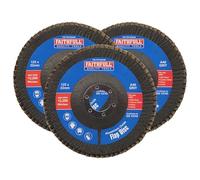 Faithfull FAIFD12540A3 - Juego de discos de aleta de óxido de aluminio de 125 mm, grano 40, discos de amoladora angular para lijar acero, madera, aleaciones, 3 unidades