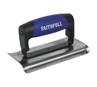 Faithfull FAIPTEDG6SS Prestige - Paleta para bordes de hormigón (acero inoxidable, 150 x 75 mm), color plateado, negro y azul