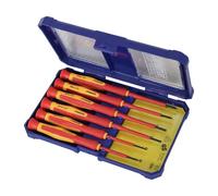 Faithfull FAISDVDEMINI Precision VDE - Juego de 6 destornilladores Phillips y ranurados, nominal de hasta 1000 V, rojo/naranja
