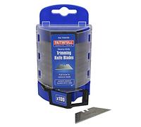 Faithfull Heavy-Duty Trimming Knife Blades (Box 100) in safe storage dispenser