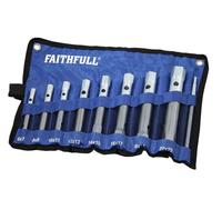 Faithfull Juego de llaves de tubo de doble boca 8 piezas, 16 tamaños (6-22 mm), con palanca y estuche para guardar herramientas, ideal para mecánicos, fontaneros y reparaciones de automóviles.
