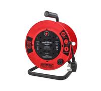 Faithfull Power Plus Carrete de Cable Abierto, 20m, 240V, 4 Enchufes