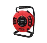 Faithfull Power Plus Carrete de Cable Abierto, 240V 40m, 4 Enchufes 13A