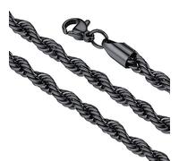 FaithHeart 3MM Cadena de Cuerdas Trenzadas Estilo Italia Color Negro 45cm Longitud Acero Inoxidable 316L Collares SOGA de Mujeres