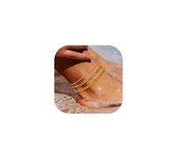 FaithHeart 3Pcs Pulseras Tobilleras Mujer Dorado Acero Inoxidable Oro Cadena Cubana Eslabones Cadena de Clip Cadena Figaro 3 Piezas Pulseras de Tobillo Conjunto Joyas de Mujer Chica Verano Playa 22cm