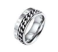 FaithHeart Anillo de acero inoxidable para hombre y mujer, cadena, anillo de dedo para girar, runa vikinga, punk, vikingo, joyería hip pop, anillo con caja de regalo para cumpleaños, día de San