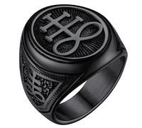 FaithHeart Anillo de Calavera de Cabra Baphomet para Hombre niño Punk cráneo de Cabra Anillo de Sello Anillo de Dedo con Oveja gótica Cabeza de Cabra para cumpleaños día del Padre o San Valentín