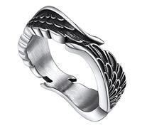 FaithHeart Anillo Hombre Alas Angeles Anillo Banda Acero Inoxidable 316L Joyería Minimalista Vintage de Regalo Cumpleaños Anillo Ancho Punk de Talla 10