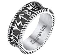 FaithHeart Anillo Runas Vikingas Anillo Personalizado Ancho Acero Inoxidable 316 Hombre Joyería Retro Talismán Anillo Punk Talla 10