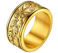 FaithHeart Anillos Giratorios Ojo de Providencia para Hombres Jovenes Anillos Anchos Punk Oro 18K Acero Inoxidable 316L Banda Ancha Talla 9 Joyerías Vintages de Amuleto
