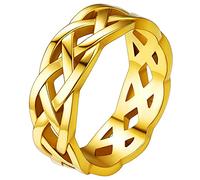 FaithHeart Anillos Irlandeses para Hombres Nudo Trinidad Anillo Cerrado de Banda Ancha 7mm Acero Inoxidable 316L Talla 12 Joyería Familia Anillo Cerrado de Compromiso