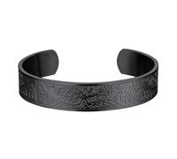 FaithHeart Brazalete vikingo para hombres y mujeres, brazalete de acero inoxidable, martillo de Thor, lobo y nudo celta personalizable, personalizable, Acero inoxidable, Sin gemas.