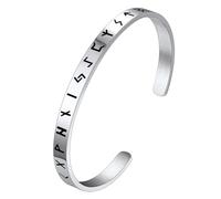 FaithHeart Brazalete vikingo para hombres y mujeres, brazalete de acero inoxidable, martillo de Thor, lobo y nudo celta personalizable, personalizable, Acero inoxidable, Sin gemas.