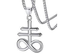 FaithHeart Colgante Cruz Santánica Acero Inoxidable 316L Collar Religioso para Hombres Talismán Amuleto Cruz Leviatán Simple de Amigos Regalo Reyes