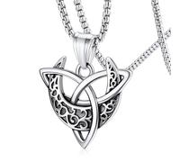 FaithHeart Colgante Hombre Luna Creciente Triple Luna Diosa Collar Wicca Acero Inoxidable 316L Luna Nueva Triqueta Joyería Religiosa Amuleto