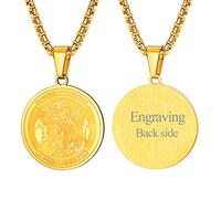 FaithHeart Colgante Personalizado Oro 18K Hombre San Miguel Arcángel Acero Inoxidable 316L Medalla Collar Cristiano Santo Patrón Amuleto Protección Bolsillo