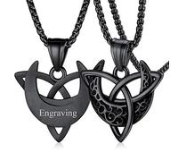 FaithHeart Colgante Personalizado Talismán Wicca Luna Creciente Nueva de Triple Luna Diosa Collar Negro Acero Inoxidable 316L Hombre Nombres Grabados