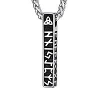 FaithHeart Colgante Vikingo Columna Rectangular con Letras Runas Collar Nórdico Acero Inoxidable 316L de Protección Hombre Mujer Colgante Pilar Fina Nórdico Germánico Regalo Cumpleaños Reyes Rezo