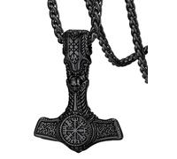 FaithHeart Colgante Vikingo Hombre Vegvisir Collar Vikingo Acero Inoxidable 316L Joyería Germánica Noruega Amuleto Protección Compás Brújula