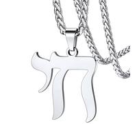 FaithHeart Collar Chai Hebrero Hombre Mujer Acero Inoxidable 316L Colgante Judío Talismán Regalo Cumpleaños Aniversario Navidad Año Nuevo Amuleto Pareja Letras Vida