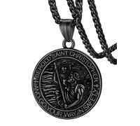 FaithHeart Collar con colgante de San Cristóbal para hombres y mujeres, amuleto católico de acero inoxidable, joyería personalizada con embalaje delicado, Acero inoxidable, No es una piedra preciosa