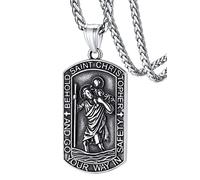 FaithHeart Collar con colgante de San Cristóbal para hombres y mujeres, amuleto católico de acero inoxidable, joyería personalizada con embalaje delicado, Acero inoxidable, No es una piedra preciosa